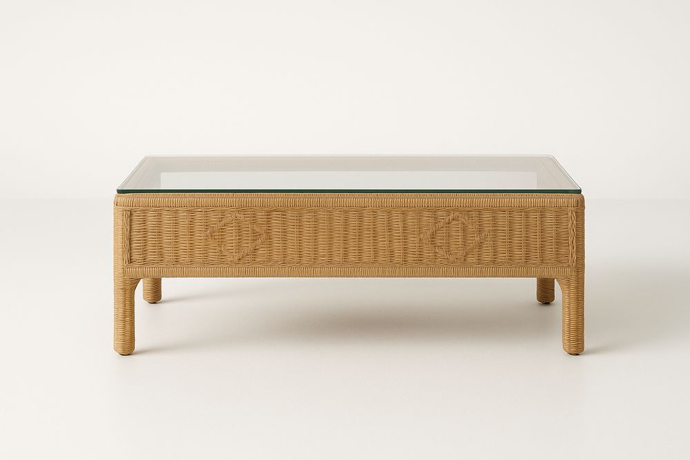 Table basse en rotin avec plateau en verre-Nordlinea