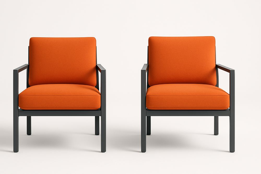 Lot de 2 fauteuils en métal et tissu orange-Nordlinea