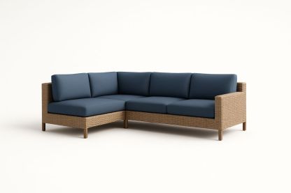 Canapé d'angle en résine tressée et aluminium bleu-Nordlinea