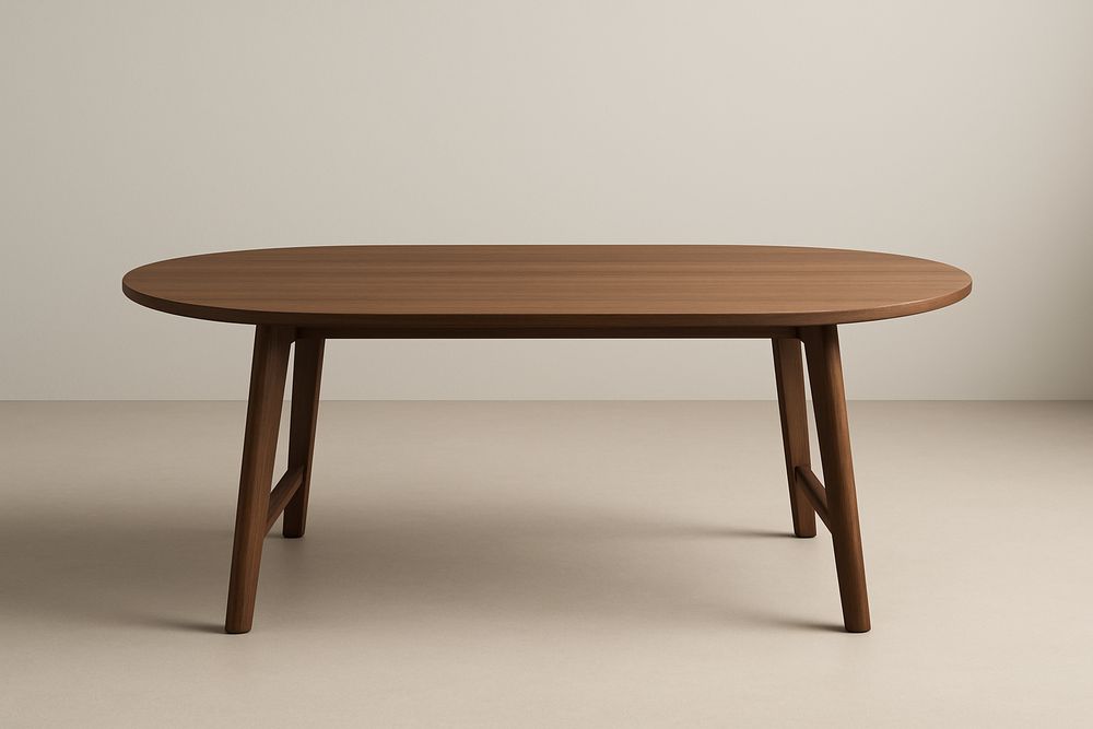 Table à manger ovale en bois massif marron 180 cm-Nordlinea