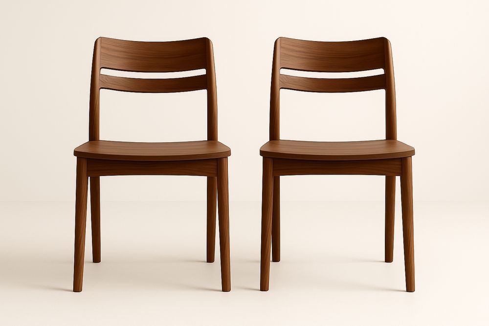 Chaises en bois brun massif ensemble de 2-Nordlinea