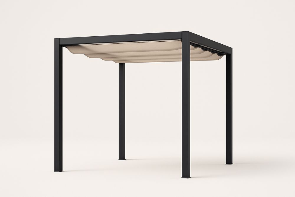Pergola de jardin en aluminium avec toile polyester rétractable Beige/Noir-Nordlinea
