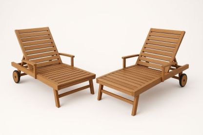 Chaise Longue de Jardin en Bois avec Roues-Nordlinea