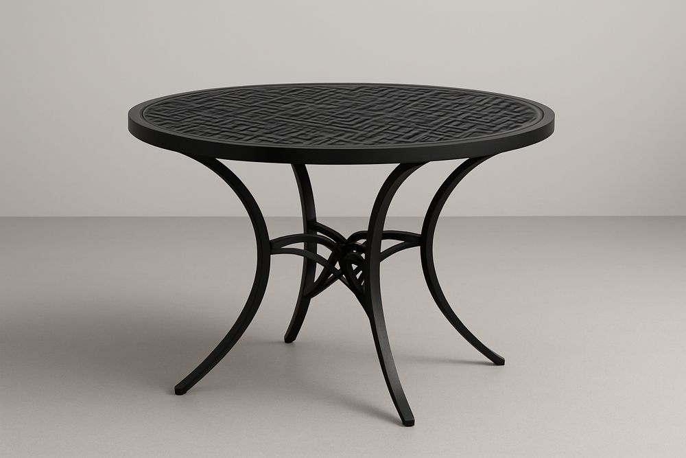 Table ronde en métal noir avec motifs embossés-Nordlinea