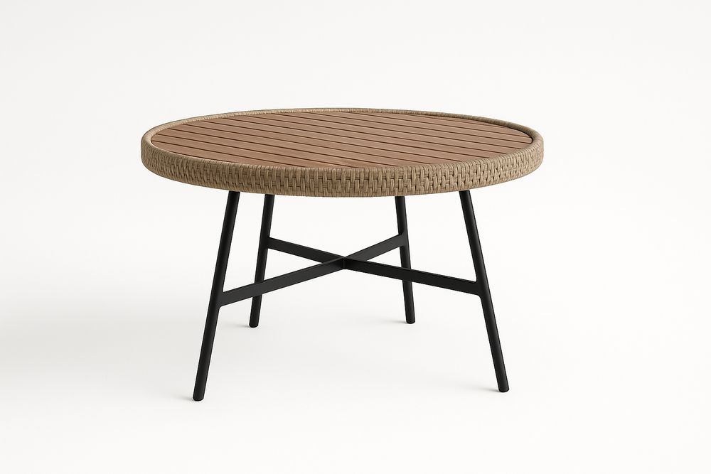 Table ronde en bois et métal avec structure noir 120cm-Nordlinea