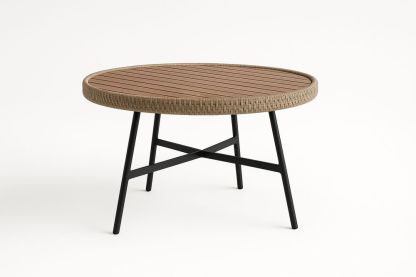 Table ronde en bois et métal avec structure noir 120cm-Nordlinea