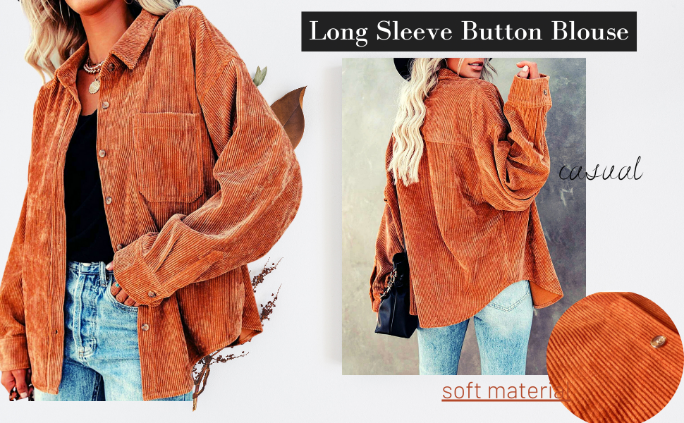 Camisa casual de manga larga con botones para mujer