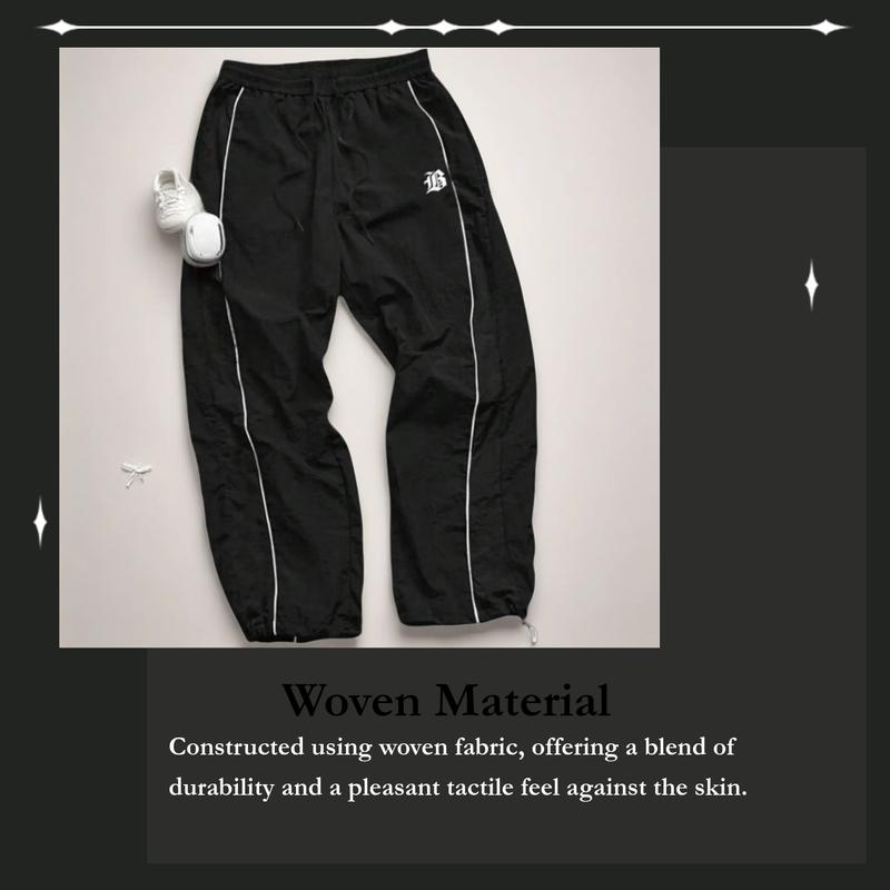 Men's Casual Sporty Long Pants, Loose Fit Elastic Cuff, Fashionable Print, Lightweight Fabric, Perfect for Daily Wear
