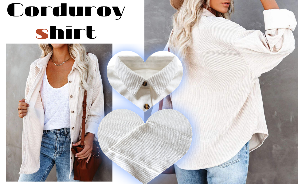 Camisa de pana para mujer, de manga larga, con botones, holgada, casual,