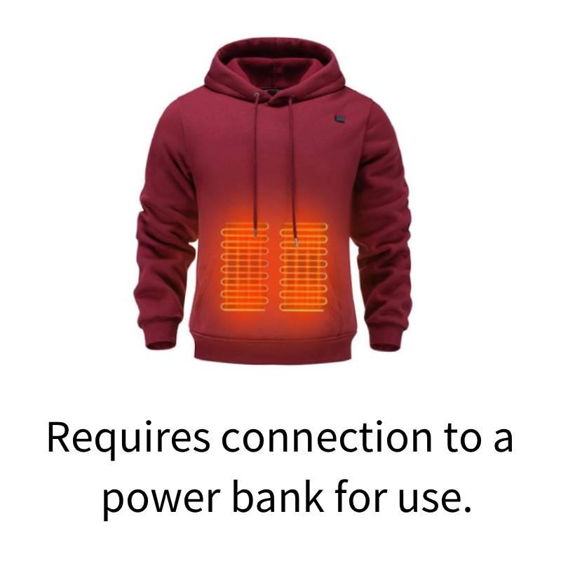 Men's Smart Heated Hoodie - USB Powered, 5-Zone Heating, 3-Speed Warmth for Winter