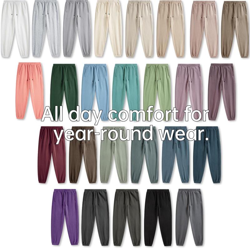 EVELLYHOOTD 600GSM Straight-Leg & Cuffed Baggy Fleece Sweatpants &ndash; Unisex Retro Streetwear for Spring Fall Winter | Soft & Cozy Fit【2025 New Drop】