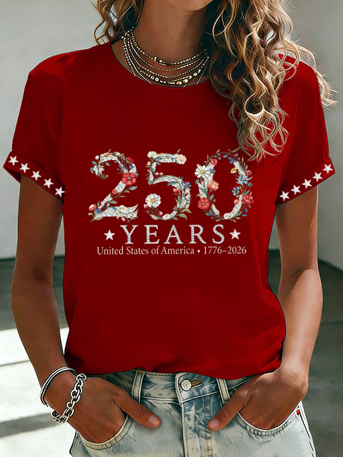 Women's USA 250 Years Flower  T-Shirt