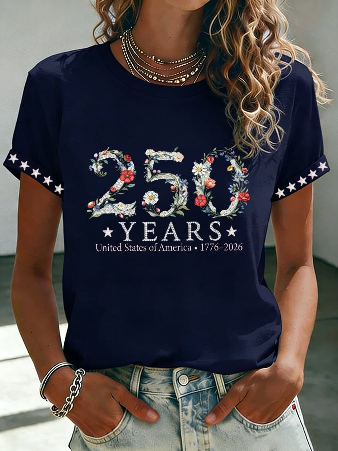 Women's USA 250 Years Flower  T-Shirt