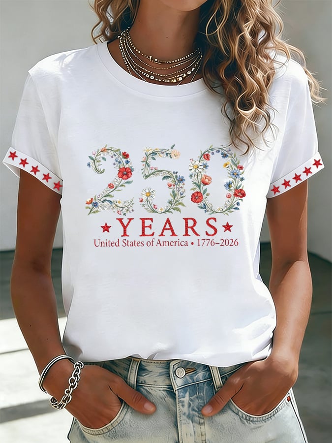 Women's USA 250 Years Flower T-Shirt