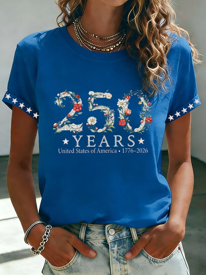 Women's USA 250 Years Flower  T-Shirt