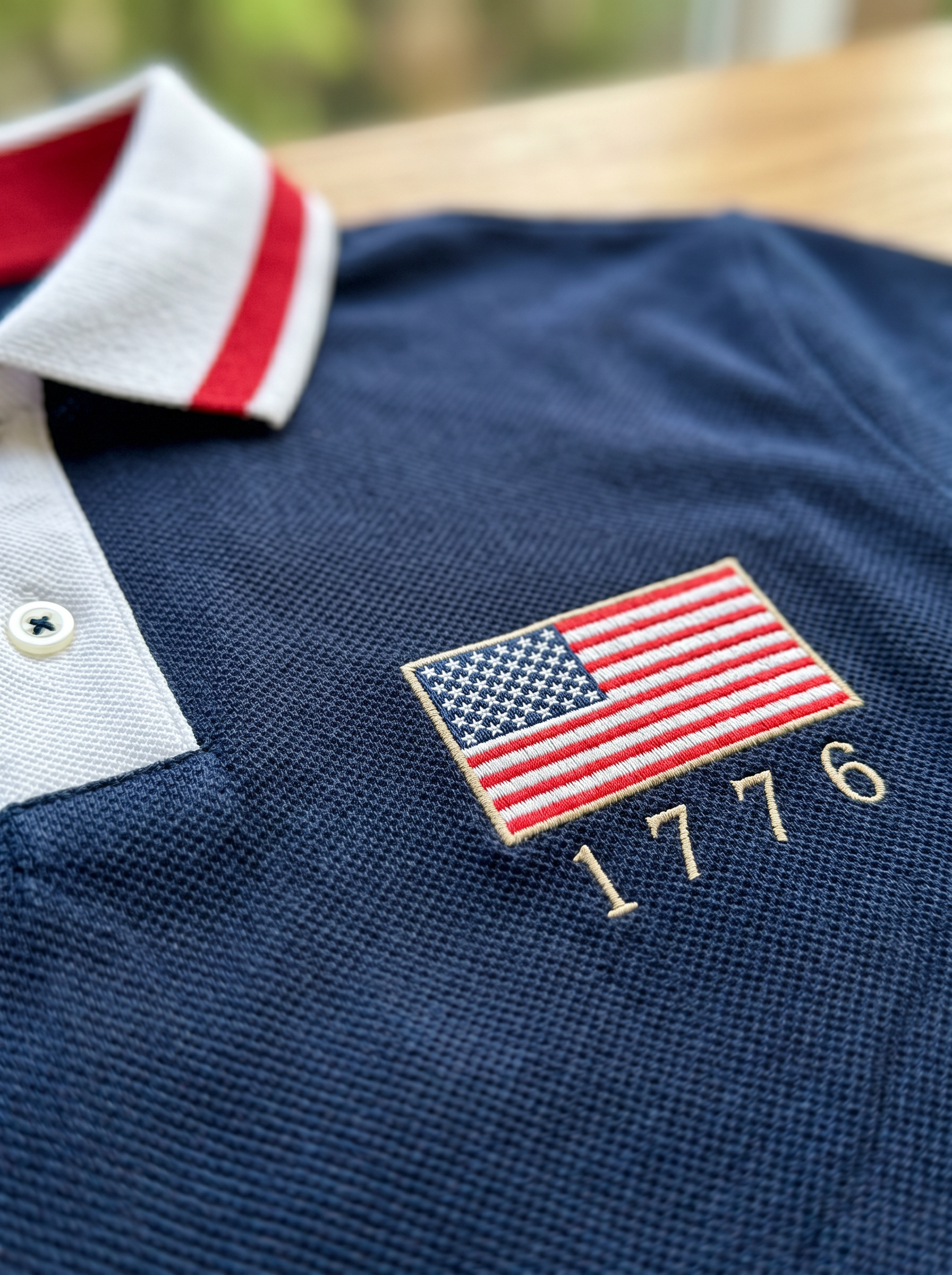 Men's Business Casual Striped Independence Day Button Short Sleeve Polo Shirt