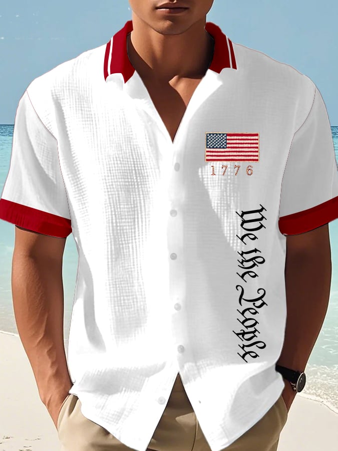 Men's Independence Day Print Waffle Shirt