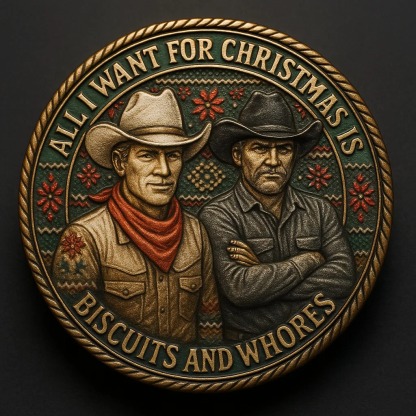 🏆Flash Sale 60% OFF - 🔥🎄 Cowboy Christmas Collectible Coin – “Biscuits, Whimsy & Holiday Wildness” 🎅🤠