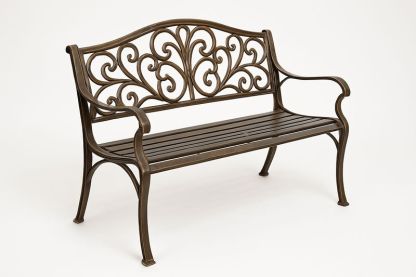 Panca da giardino in lega di alluminio marrone 125x58x88 cm, senza assemblaggio richiesto
