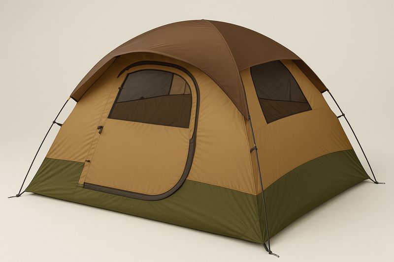 Tenda a cupola 4 persone poliestere Marrone/Verde