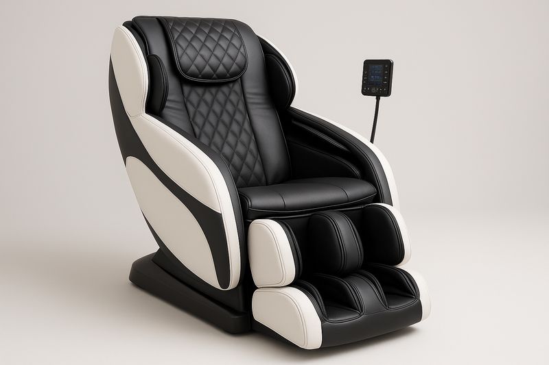 Poltrona Massaggiante Reclinabile in Pelle Sintetica Nero e Bianco