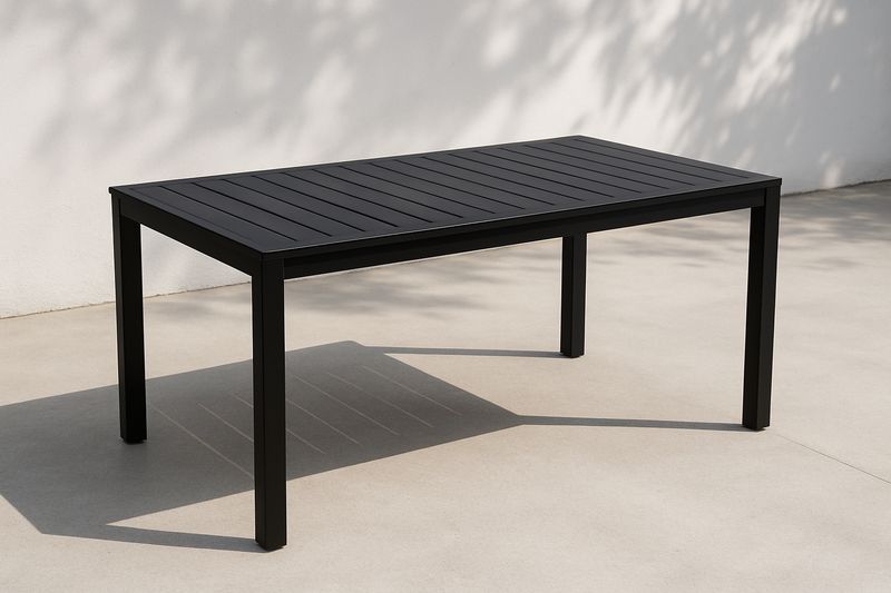 Tavolo rettangolare da esterno in metallo nero 160x90x75 cm