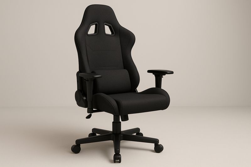 Sedia da Gaming Nera Regolabile in Tessuto e Metallo