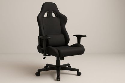 Sedia da Gaming Nera Regolabile in Tessuto e Metallo