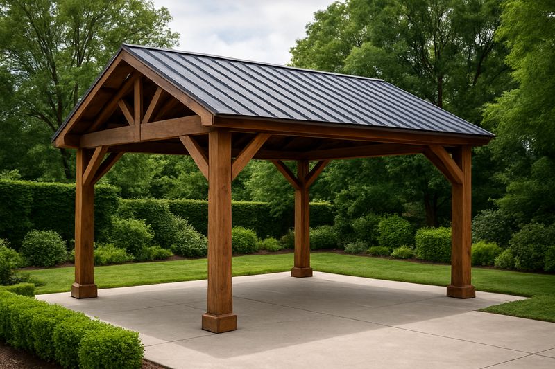 Gazebo da Giardino in Legno e Acciaio Tetto Grigio 400x300 cm