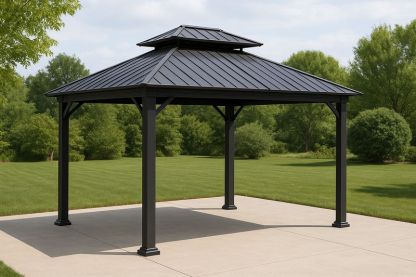 Gazebo da Giardino in Metallo Nero 300x400 cm