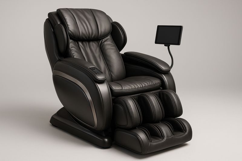 Poltrona Massaggiante Nera in Pelle Sintetica con Schermo