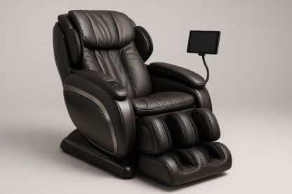 Poltrona Massaggiante Nera in Pelle Sintetica con Schermo