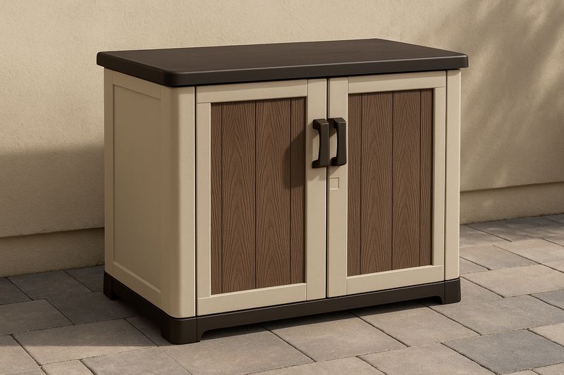 Armadio da Esterno in Plastica Bicolore 2 Ante 89x54x93 cm