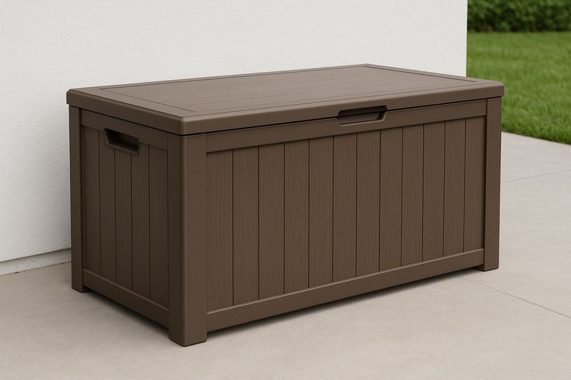 Contenitore rettangolare in plastica marrone 117x45x57 cm