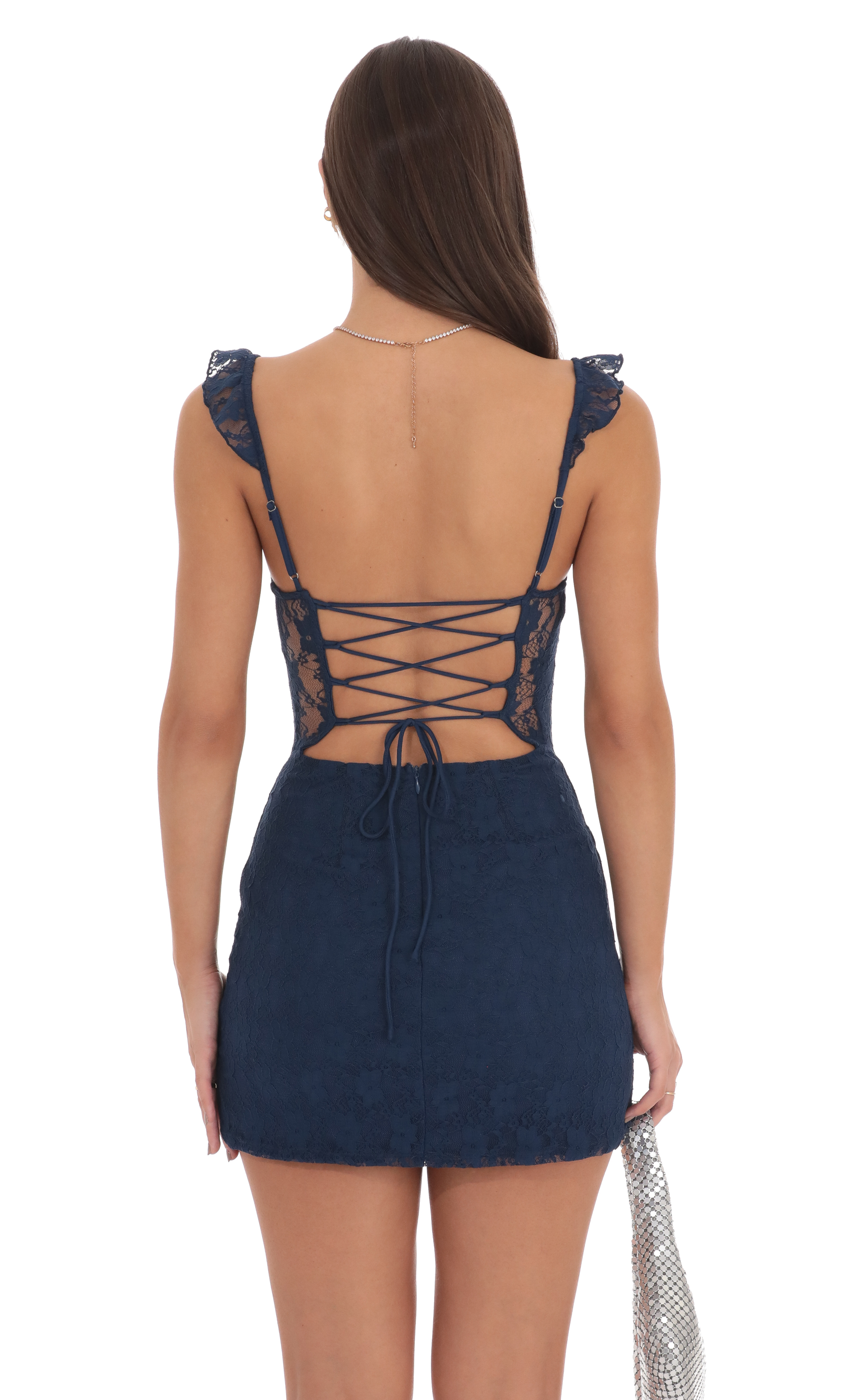 Sweetheart Lace Dress in Navy - view 2