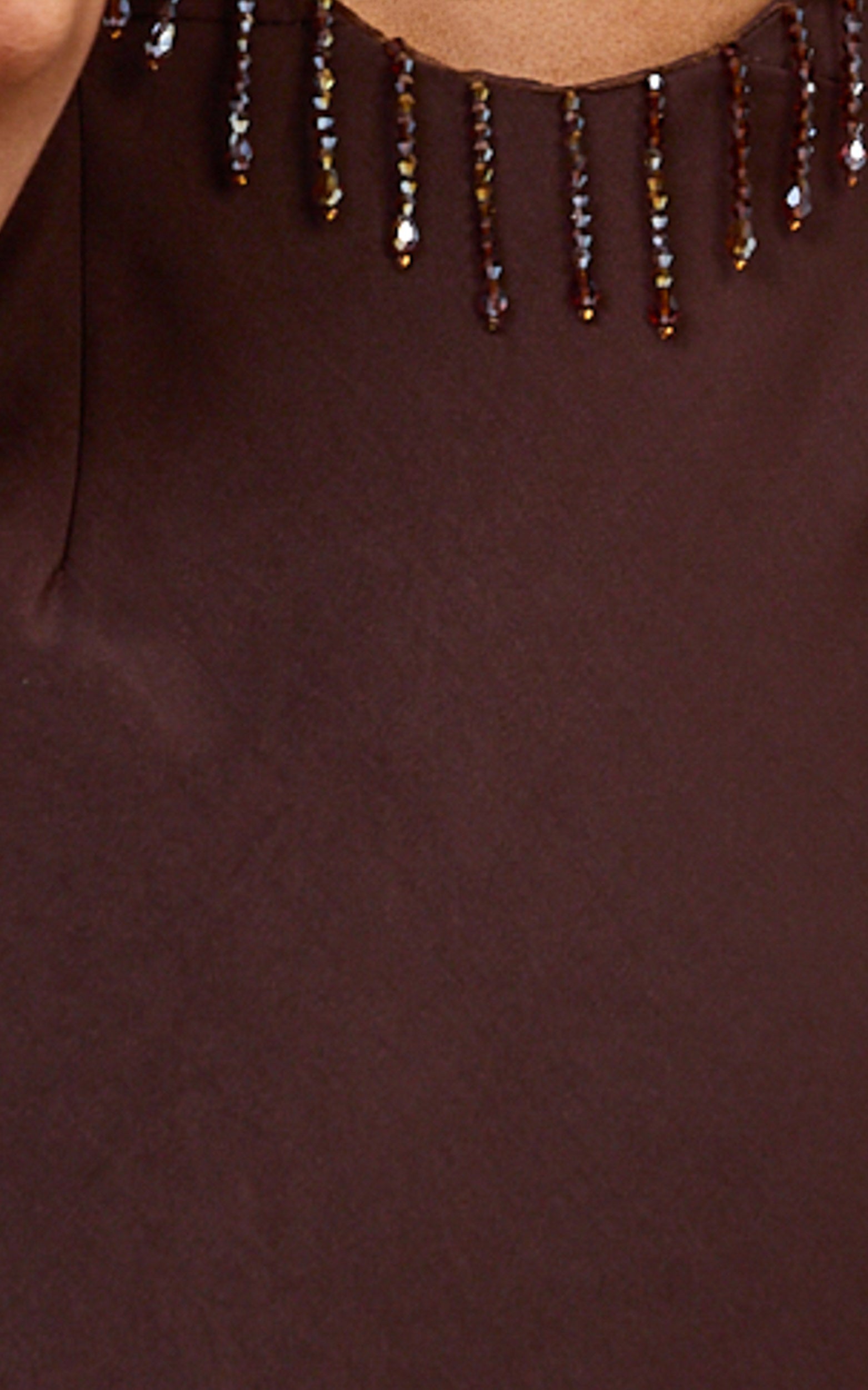 Azura Maxi Dress - Backless Beaded Trim Dress in Chocolate - View 6