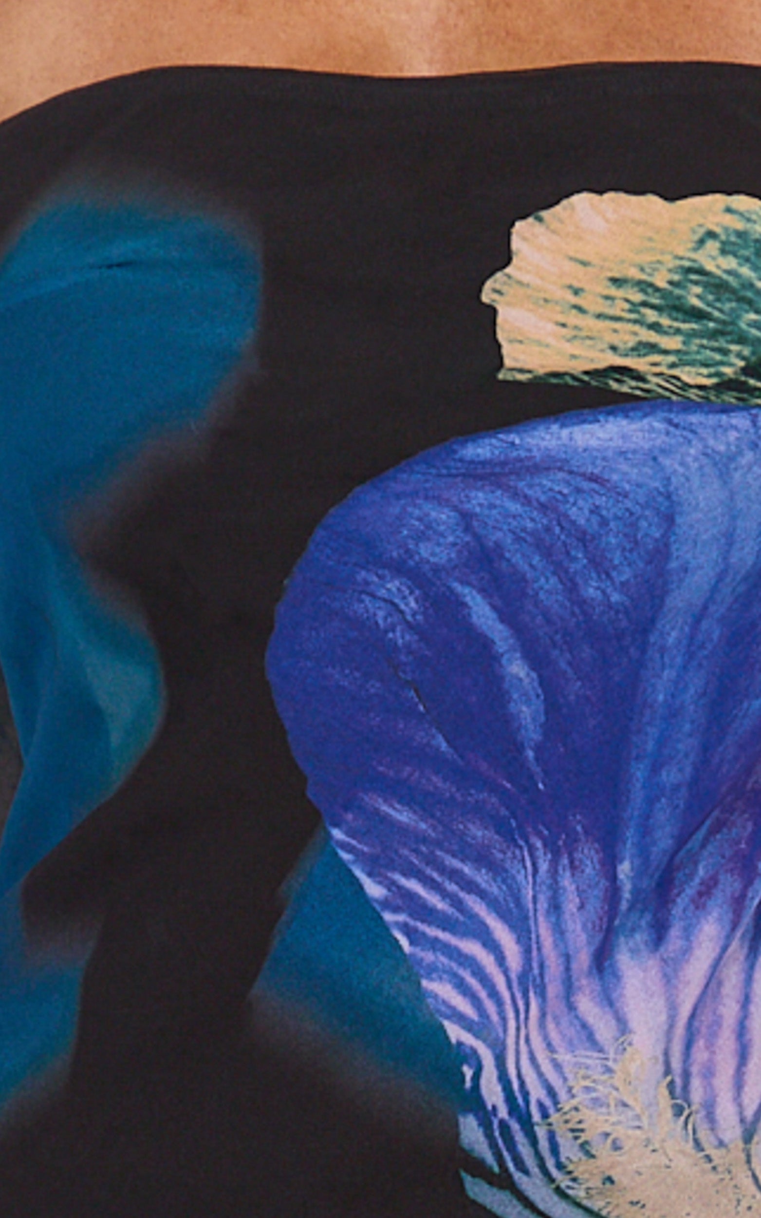 Solara Maxi Dress - Strapless Bias Column Dress With Scarf in Midnight Resort Orchid Print - View 6