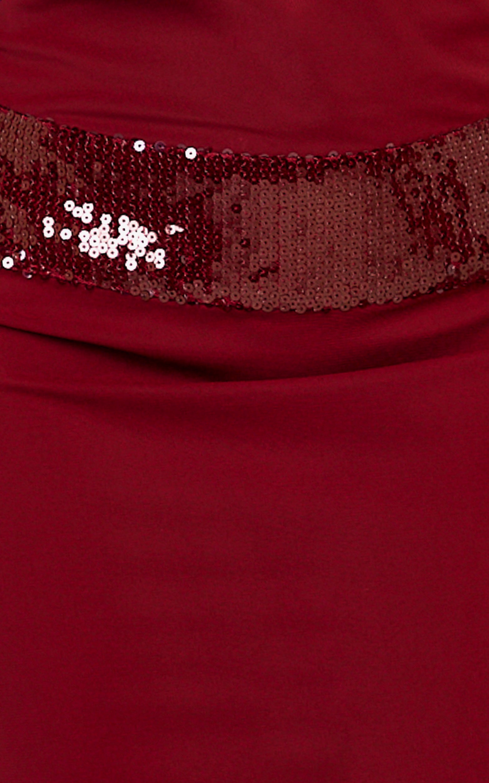Evianne Maxi Dress - Backless Sequin Drop Waist Halter Dress in Wine - View 8