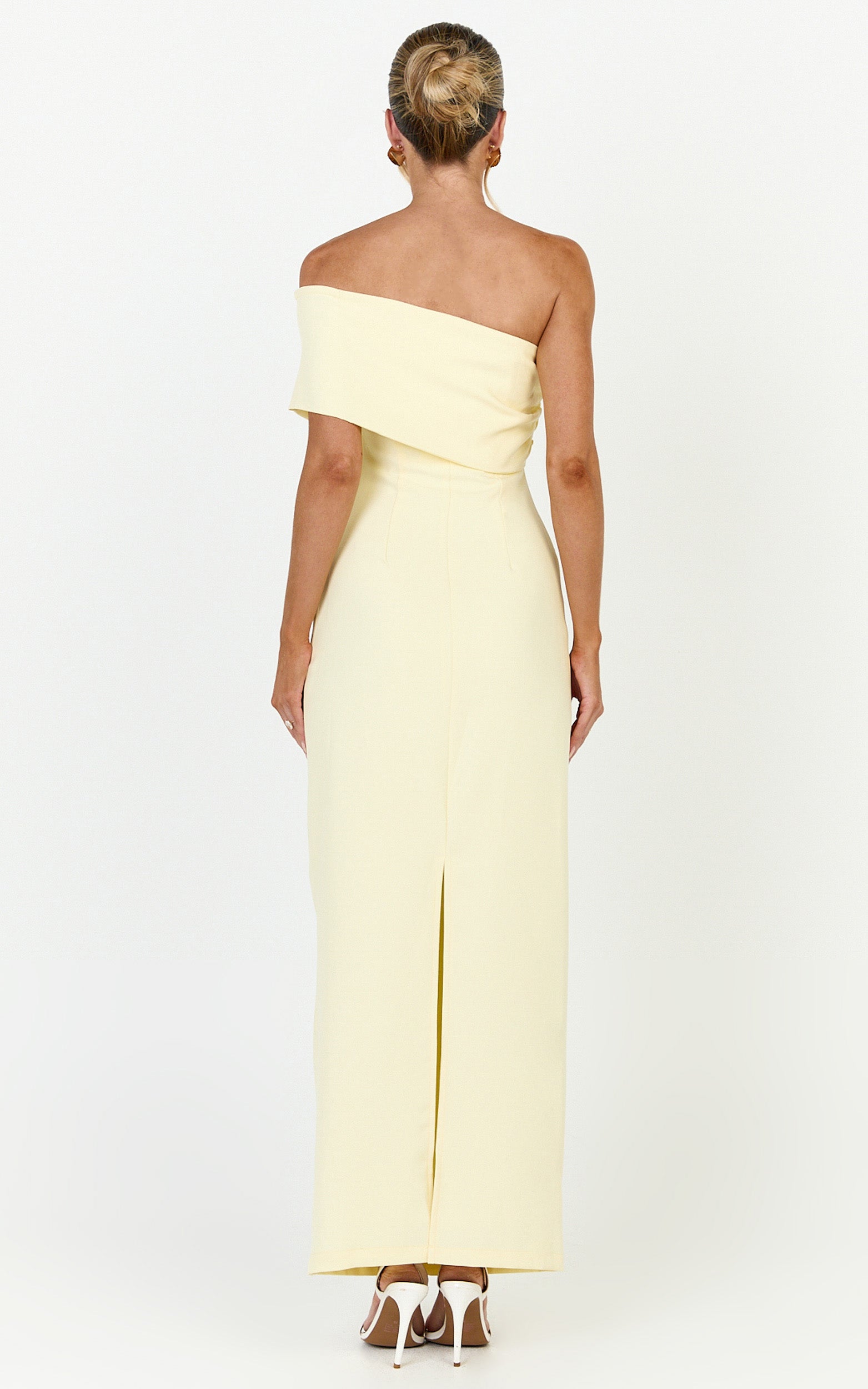 Pearce Maxi Dress - Gathered One Sleeve Bodycon Dress in Yellow - View 6