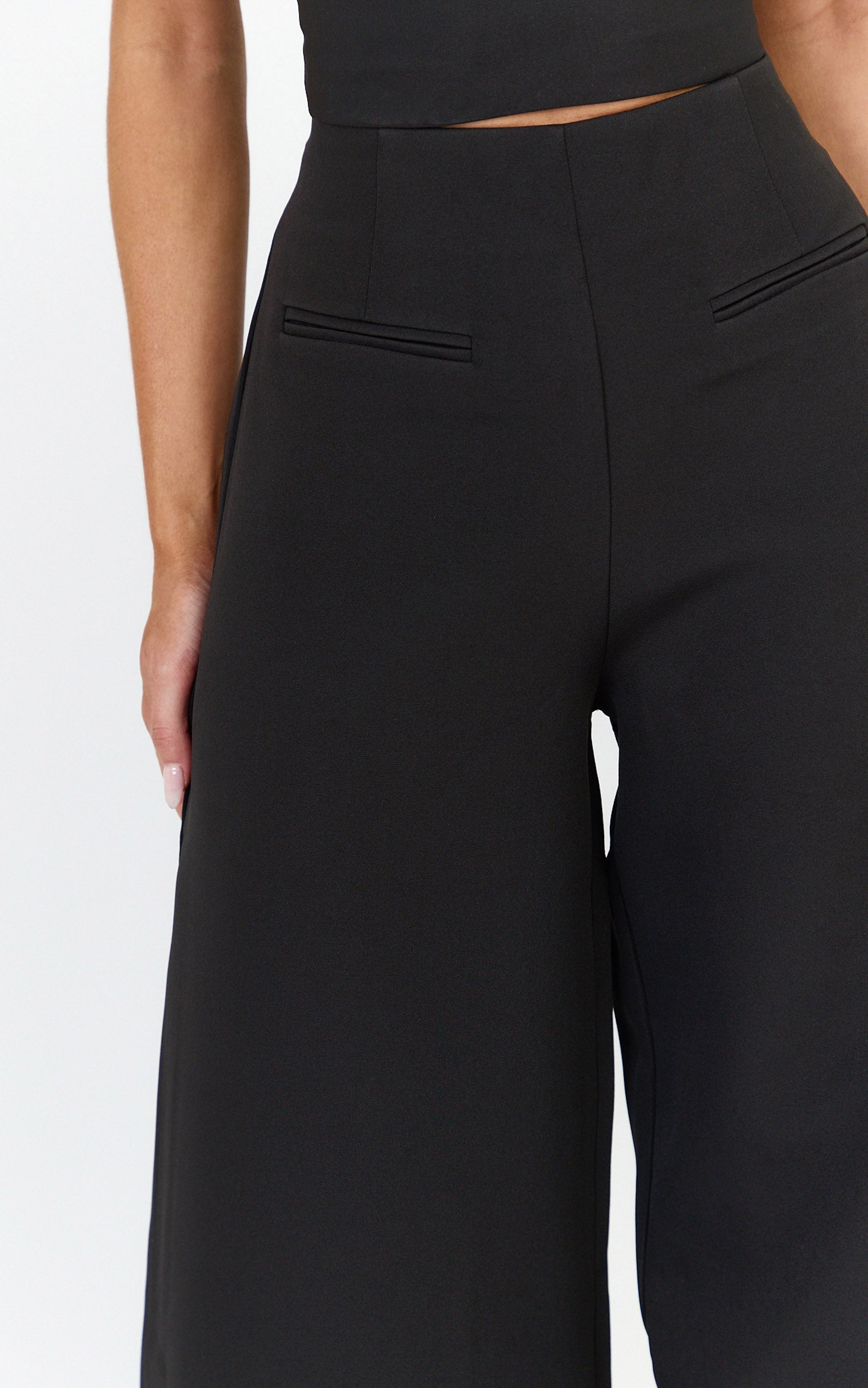 Lilo Pants - High Waisted Wide Leg Pants in Black - View 6
