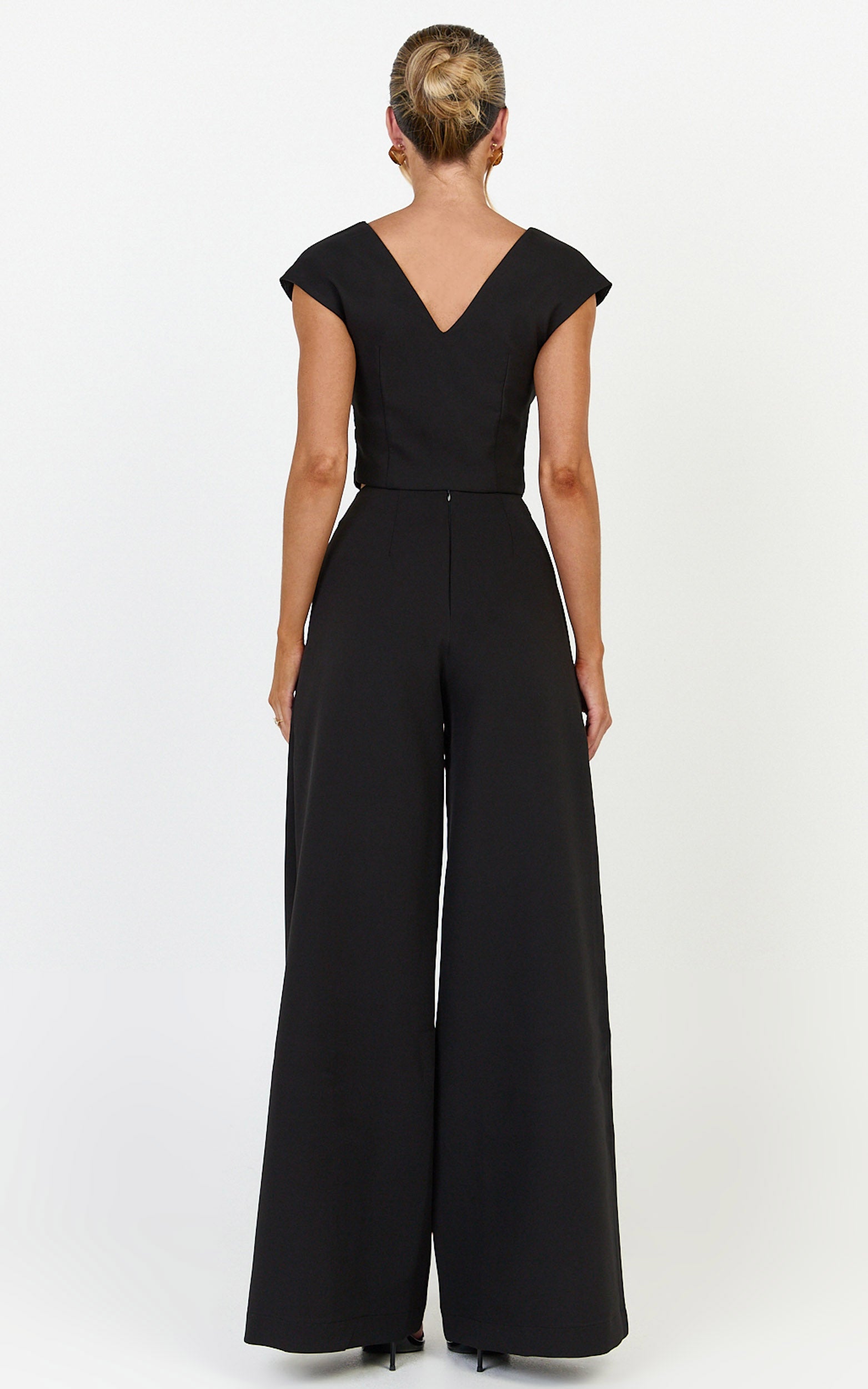 Lilo Pants - High Waisted Wide Leg Pants in Black - View 5
