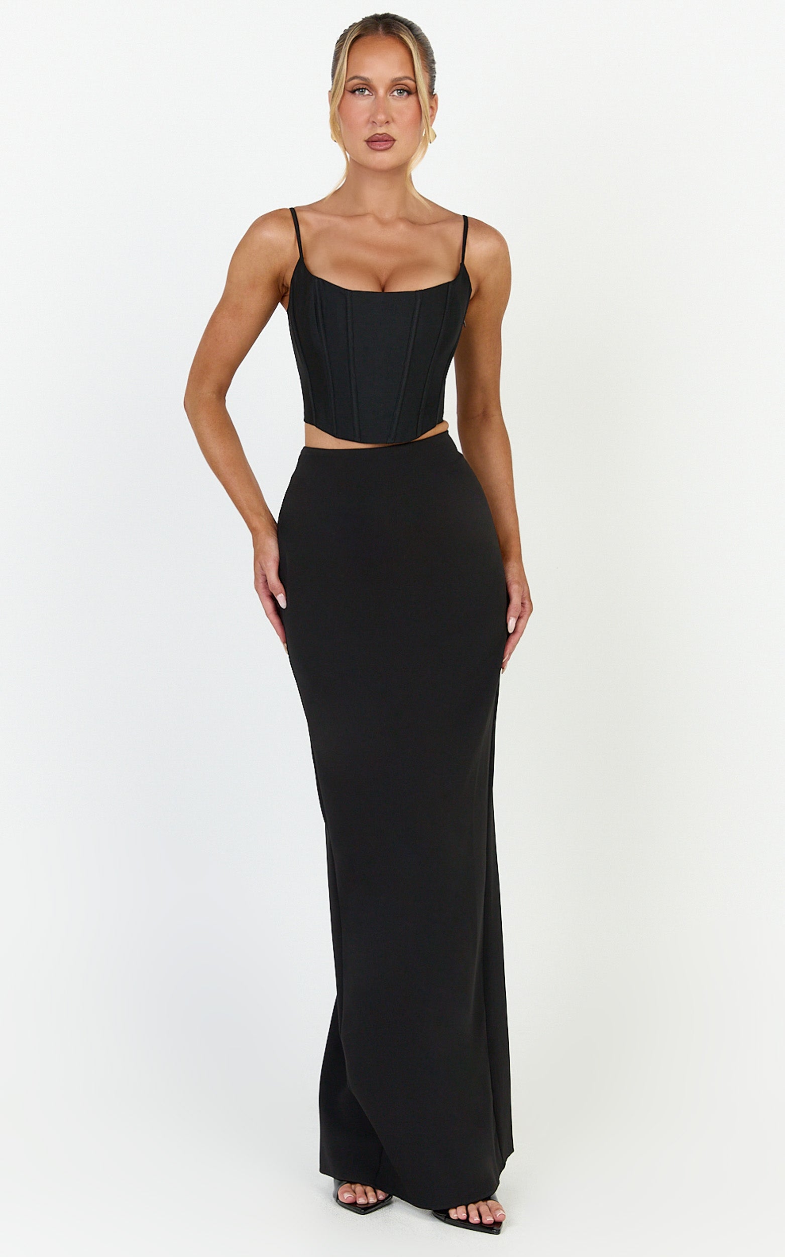 Marais Maxi Skirt - Column Skirt in Black - View 3