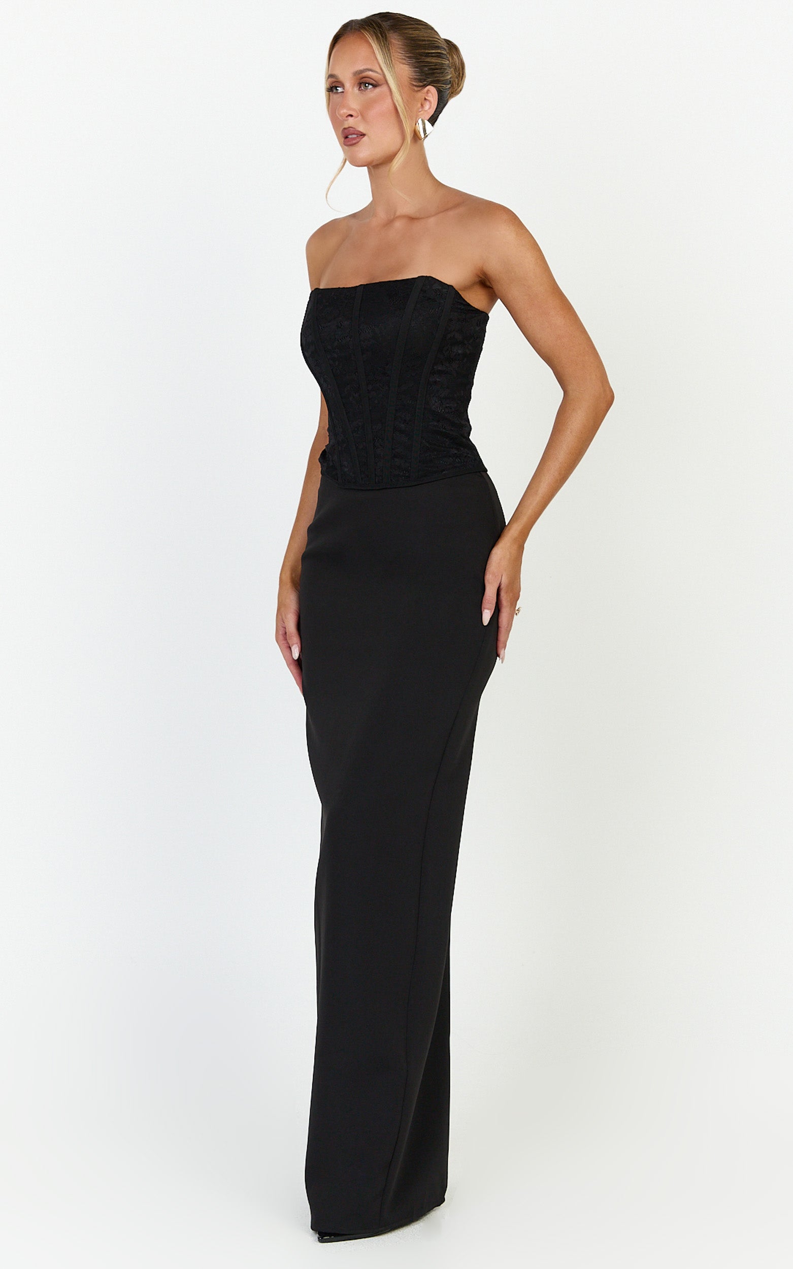 Colette Top - Strapless Lace Corset Top in Black - View 4