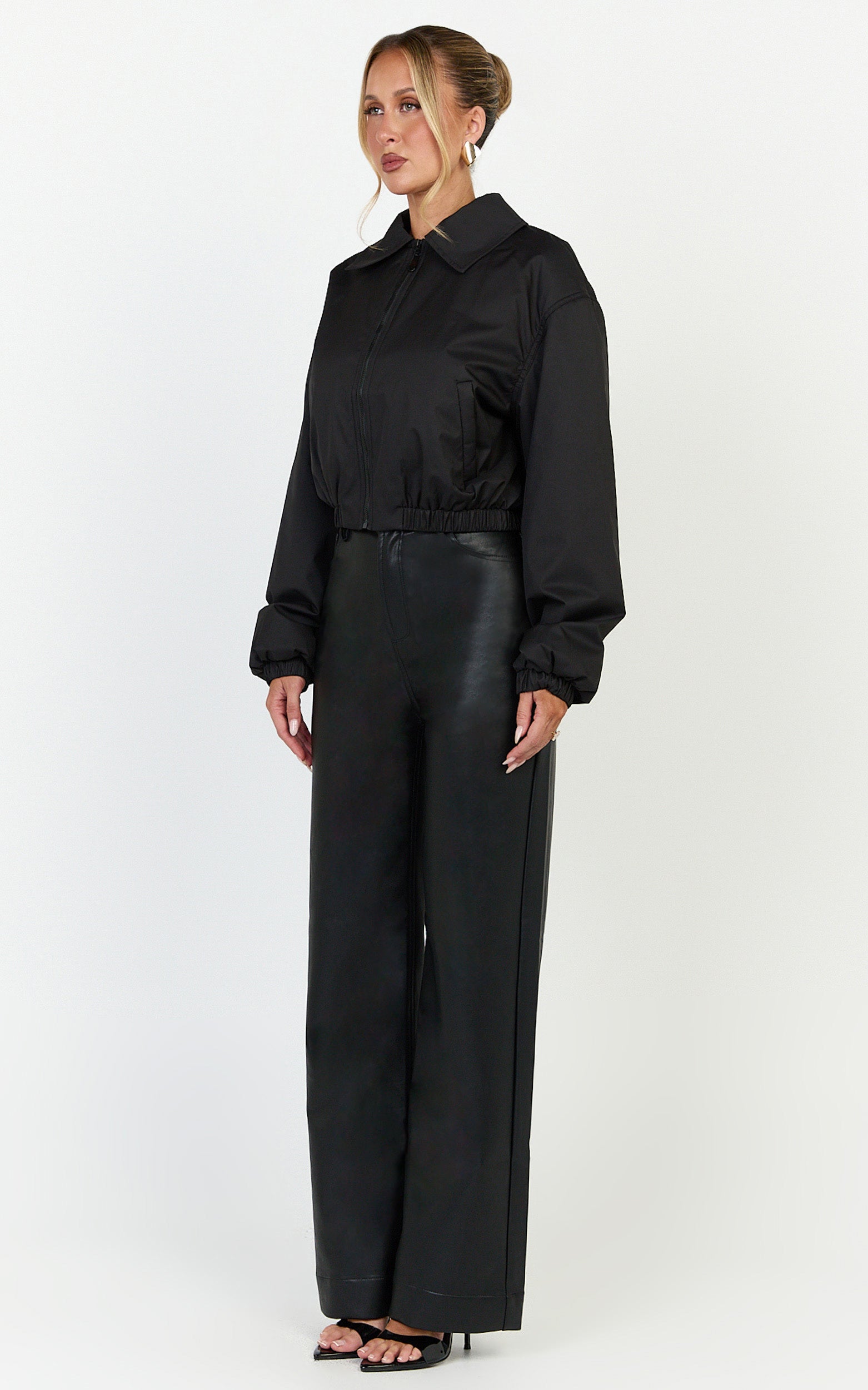 Peterson Jacket - Cropped Bomber Jacket in Black - View 4