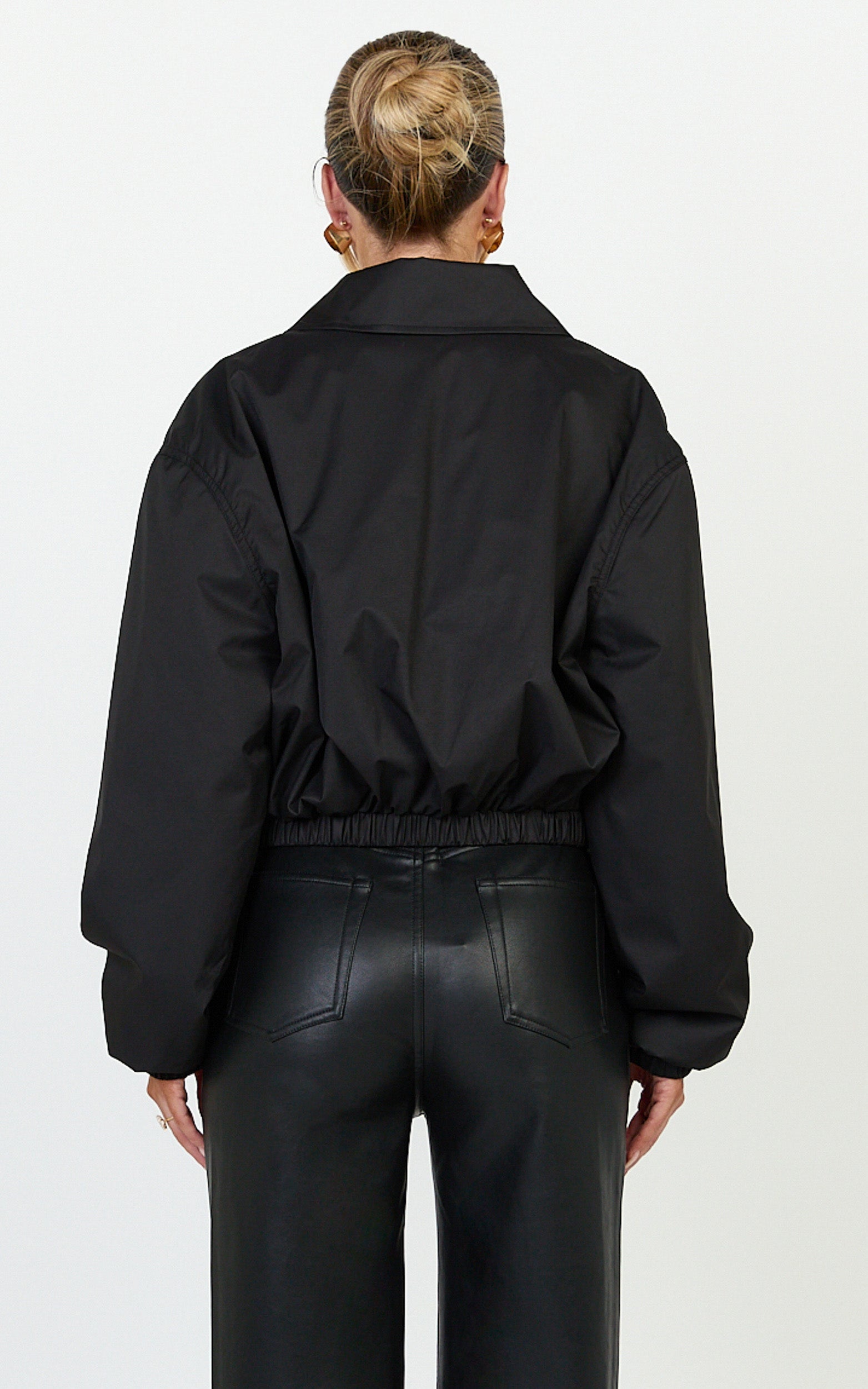 Peterson Jacket - Cropped Bomber Jacket in Black - View 5