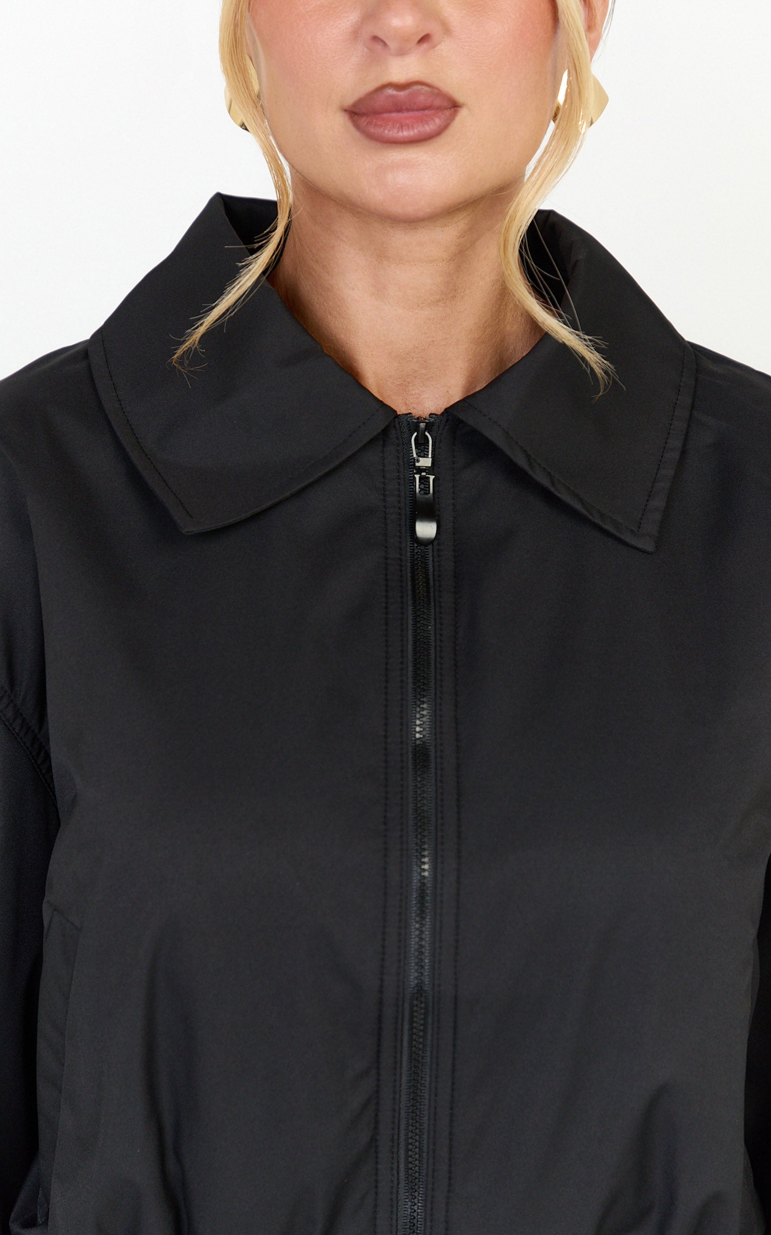 Peterson Jacket - Cropped Bomber Jacket in Black - View 6