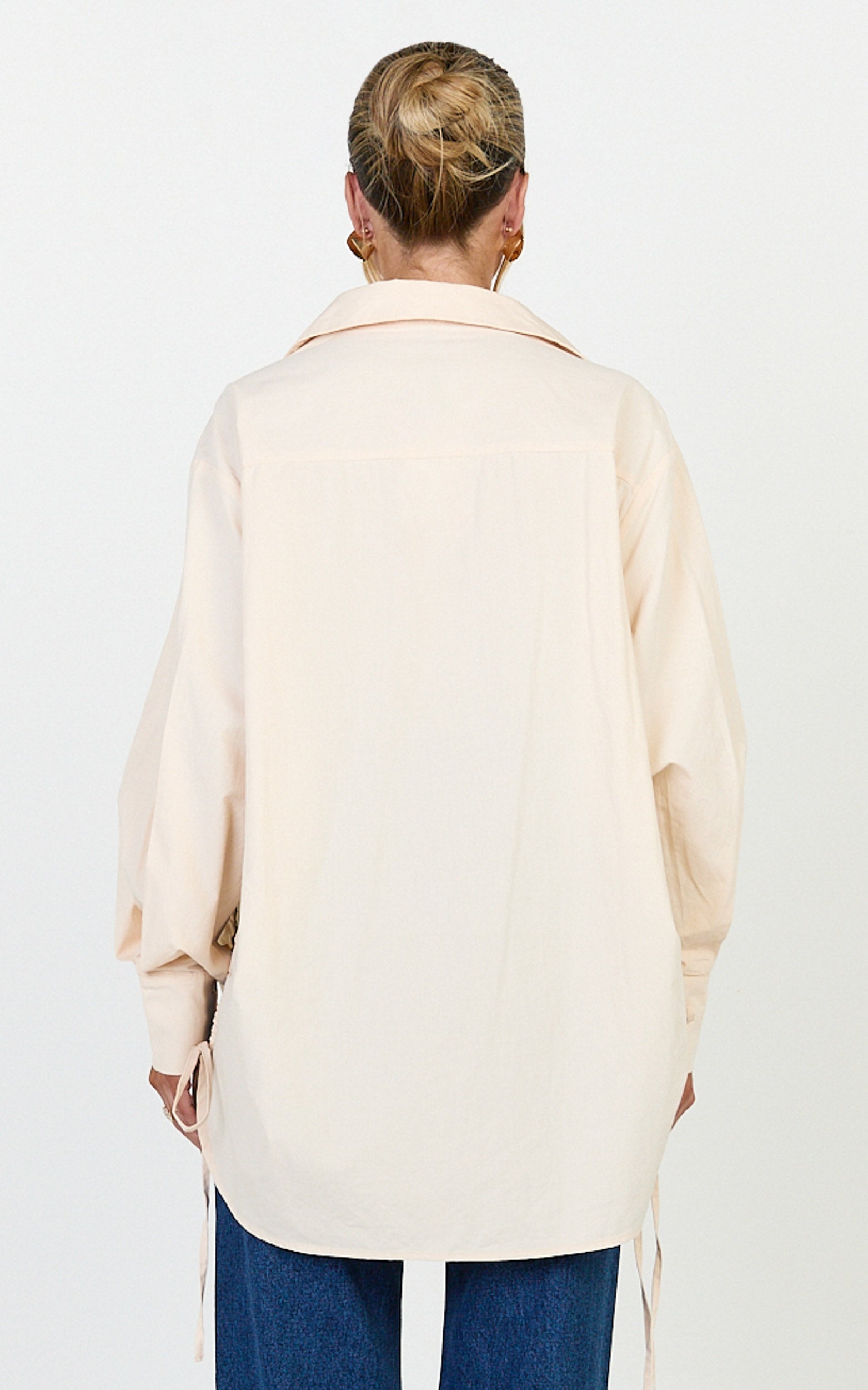 Kalpena Shirt - Ruched Side Oversized Shirt in Neutral - View 5