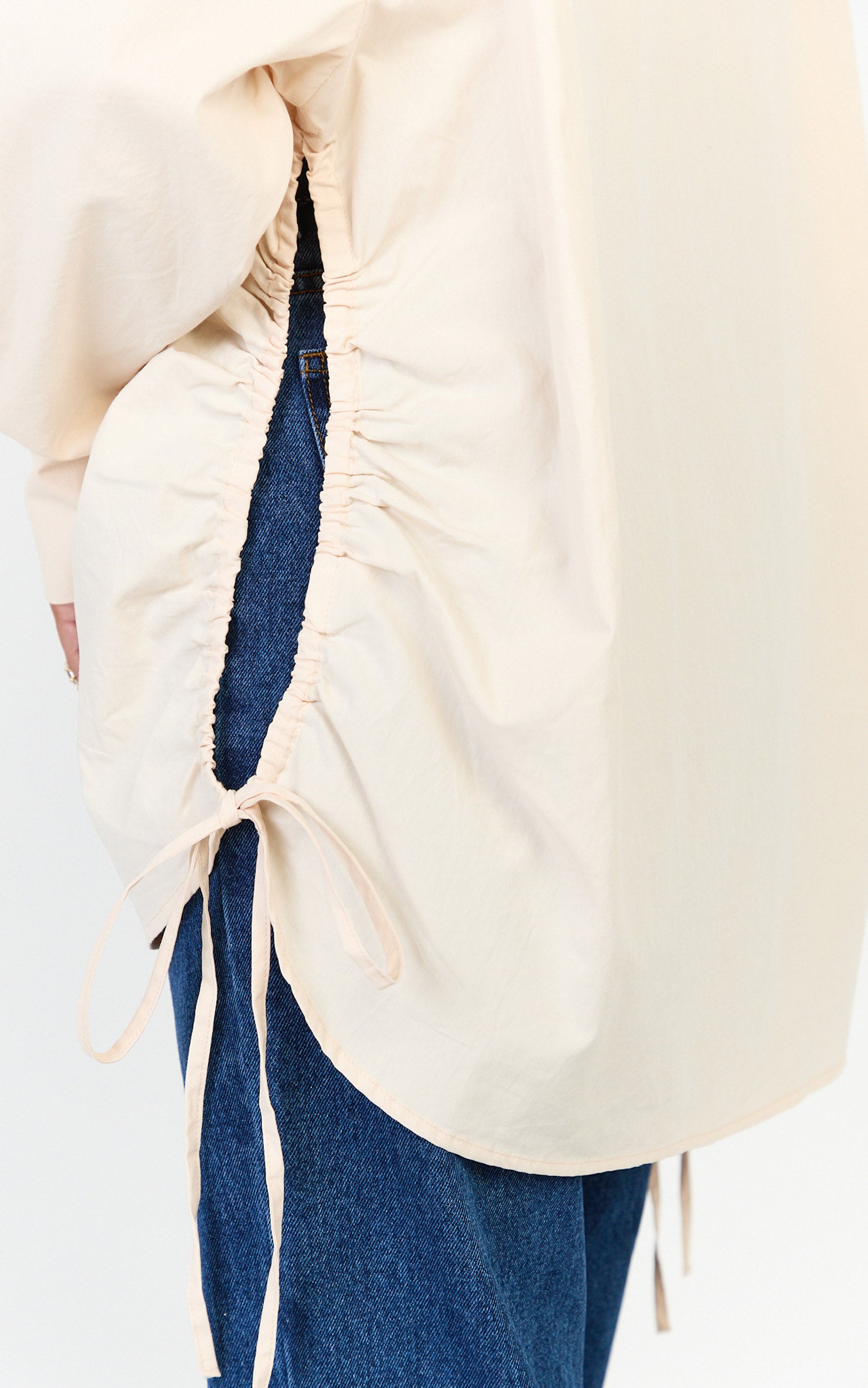 Kalpena Shirt - Ruched Side Oversized Shirt in Neutral - View 6