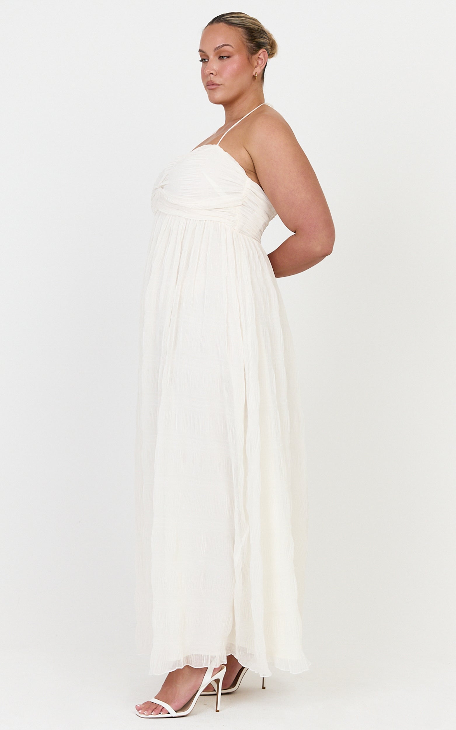 Lani Maxi Dress - Lace Back Shirred Maxi Dress in Cream - View 9