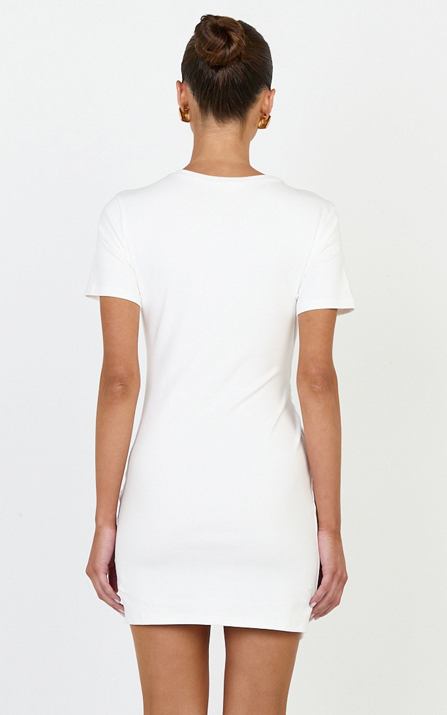 Candace Mini Dress - Faux Wrap Shift Dress in White - View 5